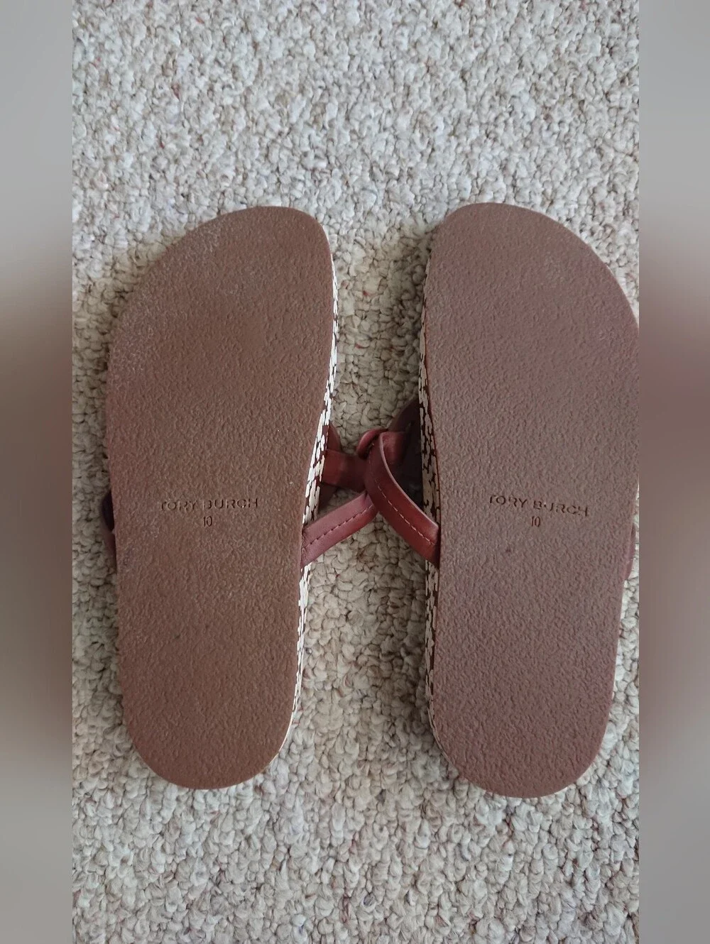 Tory Burch Miller Cloud leather sandals in a burnt cuoio floral print size 9.5